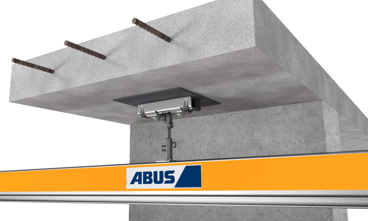 Le bloc à souder sert à fixer un système de ponts à une construction en béton. La suspension ABUS est visée aux éléments à souder.