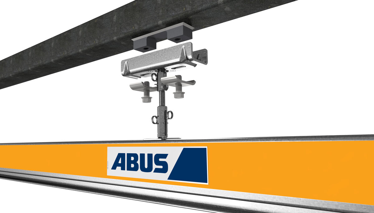 Bloc à souder pour la fixation d'un système de ponts à une construction métallique ou à une plaque en acier. La suspension ABUS est visée aux éléments à souder.