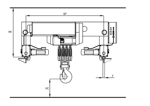 Schéma latéral détaillé Chariot birail type Z avec double mécanisme de levage